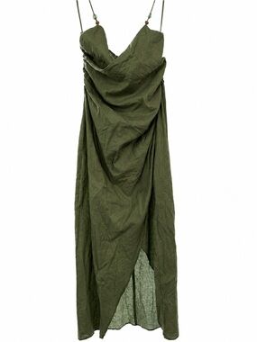 Zara Green Linen Blend Midi Dress